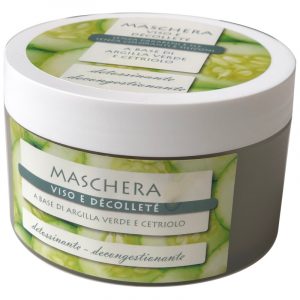 Maschera viso e decolletè con argilla verde e Cetriolo