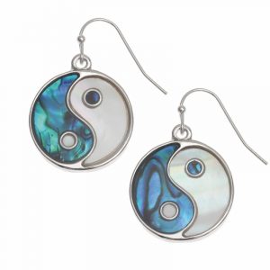 orecchini Yin e Yang conchiglia di Paua blu e Madreperla